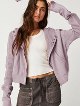 Load image into Gallery viewer, Waffle-Knit Dropped Shoulder Hooded Jacket
