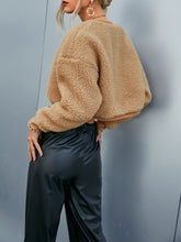 Load image into Gallery viewer, Dropped Shoulder Open Front Cropped Sherpa Jacket
