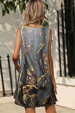 Load image into Gallery viewer, Abstract Print Round Neck Sleeveless Dress with Pockets
