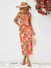 Load image into Gallery viewer, Printed Spaghetti Strap Front Slit Dress
