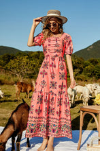 Load image into Gallery viewer, Floral Ruched Puff Sleeve Tiered Maxi Dress
