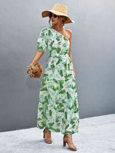 Load image into Gallery viewer, Printed Tie Waist One Shoulder Maxi Dress
