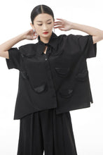 Load image into Gallery viewer, Cutout Pointed Collar Button Front Shirt
