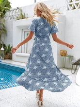Load image into Gallery viewer, Floral Tie-Waist Ruffled Flutter Sleeve Dress
