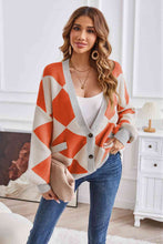 Load image into Gallery viewer, Geometric Lantern Sleeve Cardigan with Pockets
