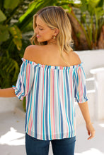 Load image into Gallery viewer, Striped Frill Trim Off-Shoulder Top
