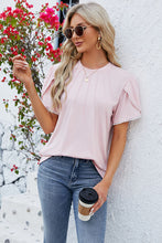 Load image into Gallery viewer, Round Neck Petal Sleeve T-Shirt
