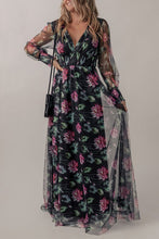 Load image into Gallery viewer, Somcked Floral V-Neck Long Sleeve Dress

