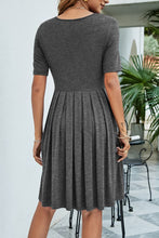 Load image into Gallery viewer, V-Neck Pleated Knee-Length Dress
