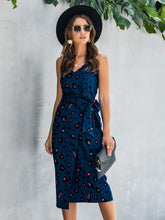 Load image into Gallery viewer, Printed Tie-Waist Spaghetti Strap Dress
