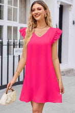 Load image into Gallery viewer, Ruffled V-Neck Flutter Sleeve Dress
