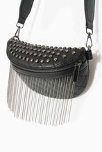 Load image into Gallery viewer, Adored PU Leather Studded Sling Bag with Fringes
