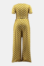 Load image into Gallery viewer, Plus Size Polka Dot Round Neck Top and Wide Leg Pants Set
