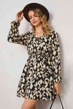 Load image into Gallery viewer, Animal Print Surplice Neck Long Flounce Sleeve Dress
