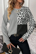 Load image into Gallery viewer, Leopard Color Block Round Neck T-Shirt
