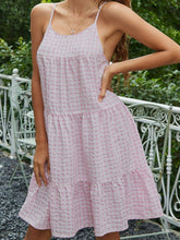 Load image into Gallery viewer, Plaid Spaghetti Strap Scoop Neck Tiered Dress
