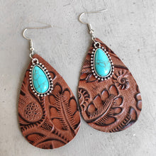 Load image into Gallery viewer, Artificial Turquoise Teardrop Earrings
