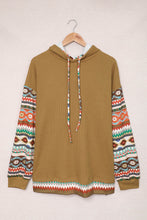 Load image into Gallery viewer, Plus Size Printed Side Slit Waffle-Knit Hoodie
