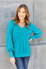 Load image into Gallery viewer, Basic Bae Full Size V-Neck Lantern Sleeve Blouse
