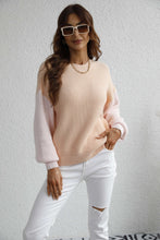 Load image into Gallery viewer, Two-Tone Rib-Knit Dropped Shoulder Sweater
