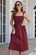 Load image into Gallery viewer, Plaid Frill Trim Tie Shoulder Dress
