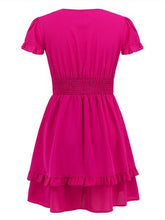 Load image into Gallery viewer, Tied V-Neck Tiered Mini Dress
