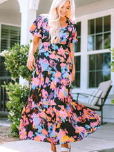 Load image into Gallery viewer, Printed V-Neck Short Sleeve Maxi Dress
