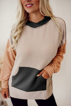Load image into Gallery viewer, Color Block Exposed Seam Dropped Shoulder Hoodie

