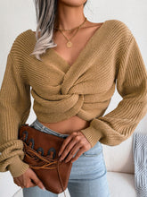 Load image into Gallery viewer, Twisted Front Long Sleeve Cropped Sweater
