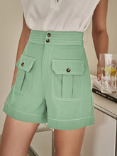 Load image into Gallery viewer, Contrast Stitching High Waist Shorts
