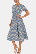Load image into Gallery viewer, Round Neck Flounce Sleeve Midi Dress
