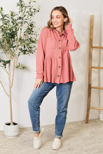 Load image into Gallery viewer, Heimish Full Size Waffle-Knit Button Down Blouse
