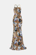 Load image into Gallery viewer, Botanical Print Halter Neck Crisscross Dress
