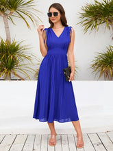 Load image into Gallery viewer, Pleated V-Neck Sleeveless Midi Dress
