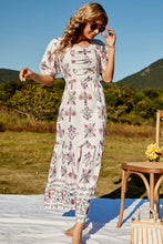 Load image into Gallery viewer, Floral Ruched Puff Sleeve Tiered Maxi Dress
