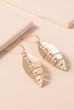 Load image into Gallery viewer, Metal Leaf Rhinestone Dangling Earrings
