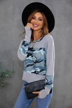 Load image into Gallery viewer, Camouflage Color Block Waffle Knit Pullover
