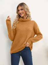 Load image into Gallery viewer, Slit Turtleneck Dropped Shoulder Sweater
