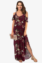 Load image into Gallery viewer, Slit Scoop Neck Cold-Shoulder Maxi Dress
