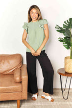 Load image into Gallery viewer, Double Take Pleated Detail Flutter Sleeve Blouse
