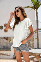Load image into Gallery viewer, Eyelet Flutter Sleeve Short Sleeve Top
