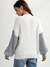 Load image into Gallery viewer, Two-Tone Rib-Knit Dropped Shoulder Sweater
