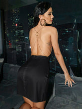 Load image into Gallery viewer, Chain Strap Grommet Detail Backless Mini Dress
