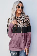 Load image into Gallery viewer, Leopard Color Block Hoodie
