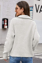 Load image into Gallery viewer, Half Zip Mixed Knit Collared Sweater
