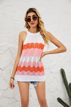 Load image into Gallery viewer, Striped Openwork Sleeveless Knit Top
