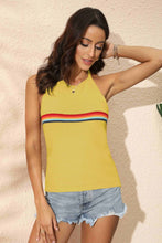 Load image into Gallery viewer, Rainbow Stripe Halter Neck Knit Tank

