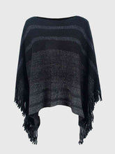 Load image into Gallery viewer, Striped Boat Neck Poncho with Fringes
