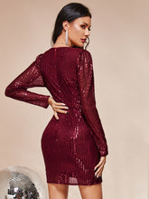 Load image into Gallery viewer, Sequined Puff Sleeve Ruffled Mini Wrap Dress
