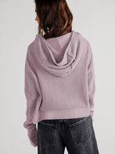 Load image into Gallery viewer, Waffle-Knit Dropped Shoulder Hooded Jacket
